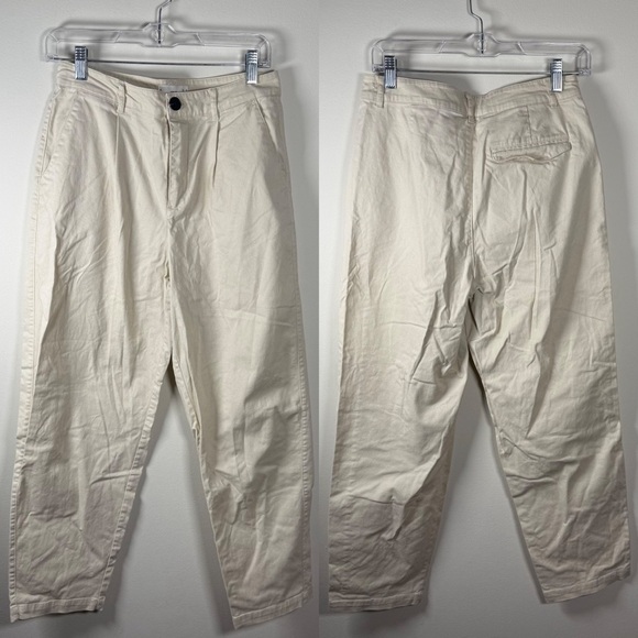 Mango MNG Ivory Tall Cotton Straight Leg Pants Size 6 - Picture 1 of 15